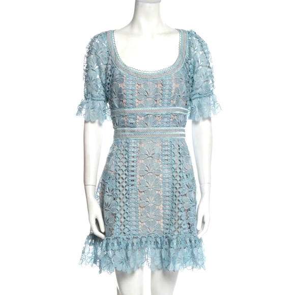 Women's Guipere blue midi dress - Picture 1 of 8